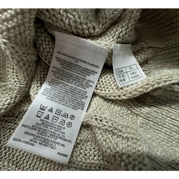 BROOKS BROTHERS "ITALIAN YARN" XL Tan Cable Knit PLZ READ!!!!,Old Money,Preppy - Picture 7 of 9